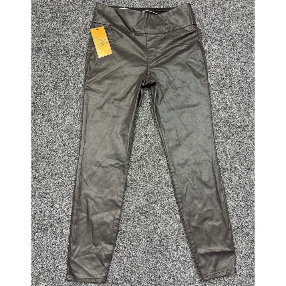 Rock & Republic Pants Womens 8 Black Coated Fever Denim Rx Pull On Leggings NWT